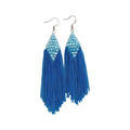 Vintage Ethnic Glass Crystal Diamond Beaded Chain Tassel Drop Earrings view 5
