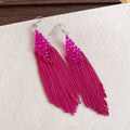 Vintage Ethnic Glass Crystal Diamond Beaded Chain Tassel Drop Earrings view 4