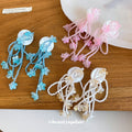 Shell Flower Woven Tassel Drop Earrings Vacation Style Sweet Long Stud Jewelry view 4