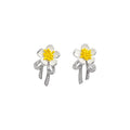 Sweet Floral Rhinestone Drop Earrings With Silver Needle Enamel Flower Pendant For Women view 5