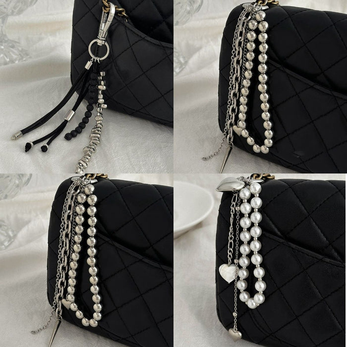 Iron Heart Pendant Necklace Bag Chain Keychain Charm Minimalist Fashion OL Accessory