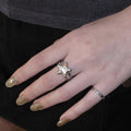Copper Zircon Star Open Bangle Ring Sweet Cool Five Point Star Statement Jewelry view 1