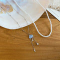 Korean Style Sparkling Zircon Crystal Cloud Waterdrop Faux Pearl Choker Necklace view 2