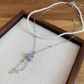 Korean Style Sparkling Zircon Crystal Cloud Waterdrop Faux Pearl Choker Necklace view 4