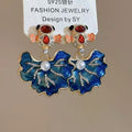 Vintage Chinese Style Alloy Leaf Koi Pearl Stud Earrings, Palace Inspired Light Luxury Jewelry view 1