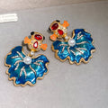 Vintage Chinese Style Alloy Leaf Koi Pearl Stud Earrings, Palace Inspired Light Luxury Jewelry view 3