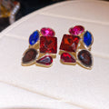 Vintage Alloy Square Rhinestone Stud Earrings Court Style Banquet Light Luxury Jewelry view 2