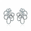 French Elegant Copper Zircon Hollow Flower Stud Earrings Necklace Jewelry Set For Women view 5