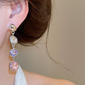 Alloy Rhinestone Oval Teardrop Stud Earrings Minimalist Sweet Geometric Silver Post Jewelry view 4