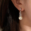 Luxury Geometric Faux Pearl Zircon Stud Earrings For Women, Elegant 2026 Trendy Jewelry view 2