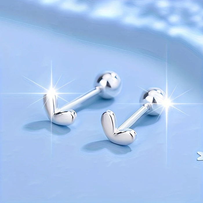 Minimalist Heart Shape Stud Earrings Small Love Ear Bone Studs Versatile Women's Jewelry