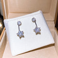 Sparkling Zircon Star Stud Earrings Copper Light Luxury Sweet Playful Jewelry view 3