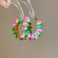 Summer Colorful Round Resin Hoop Earrings With Silver Pin Minimalist Forest Style Geometric Design view 2