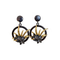 Vintage Alloy Rhinestone Round Hollow Flower Stud Earrings With Silver Posts For Women view 5