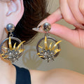 Vintage Alloy Rhinestone Round Hollow Flower Stud Earrings With Silver Posts For Women view 1
