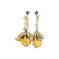Sweet Chiffon Crystal Flower Tassel Drop Earrings With Silver Pin Beach Vacation Style view 5