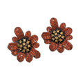 Sparkling Zircon Flower Copper Stud Earrings With Silver Posts, Vintage Court Style view 5