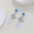 Elegant New Chinese Blue Butterfly Water Drop Tassel Alloy Rhinestone Stud Earrings view 2