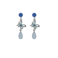 Elegant New Chinese Blue Butterfly Water Drop Tassel Alloy Rhinestone Stud Earrings view 5