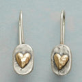 Vintage Distressed Heart Drop Earrings For Women Two Tone Bohemian Vacation Sweet Cool Jewelry view 1