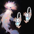 Cute Hexagon Axolotl Hoop Earrings With Painted Faux Moonstone Animal Earrings For Women view 1