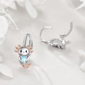 Cute Hexagon Axolotl Hoop Earrings With Painted Faux Moonstone Animal Earrings For Women view 3