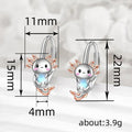 Cute Hexagon Axolotl Hoop Earrings With Painted Faux Moonstone Animal Earrings For Women view 4