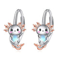 Cute Hexagon Axolotl Hoop Earrings With Painted Faux Moonstone Animal Earrings For Women view 2