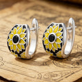 Yellow Daisy Oil Painting Stud Earrings For Women New Chinese Style Qipao Sweet Cool Jewelry view 3