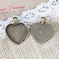 Vintage 25mm Heart Cabochon Tray Bezel Setting Base