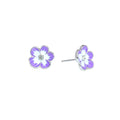 Elegant Purple Enamel Flower Stud Earrings With Rhinestone Center, Light Luxury Floral Earrings view 5