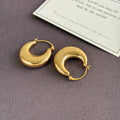 Elegant French Vintage Chunky Gold Alloy Hoop Huggie Ear Cuffs, Minimalist Statement Round Circle Earrings view 3