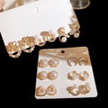 Elegant Geometric Faux Pearl Moon Stud Earrings Jewelry Set With Rhinestone Enamel Round Design view 1