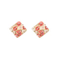 Elegant French Vintage Diamond Square Wrinkled Striped Enamel Rhinestone Alloy Stud Earrings view 5