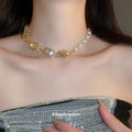 Alloy Rhinestone Oval Square Teardrop Pearl Court Style Geometric Collarbone Necklace for Evening Dress view 4