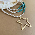 Faux Pearl Star Stone Beaded Necklace Light Luxury Sweet Vacation Collarbone Jewelry view 4
