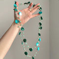 Summer Blue Green Shell Tassel Animal Pendant Necklace For Women Old Money Resort Style view 4