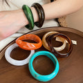 Irregular Geometric Marbled Acrylic Bangle European American Niche Design Fashion Bracelet For Women view 1