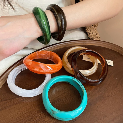 Irregular Geometric Marbled Acrylic Bangle European American Niche Design Fashion Bracelet For Women