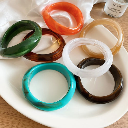 Irregular Geometric Marbled Acrylic Bangle European American Niche Design Fashion Bracelet For Women