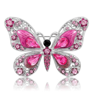 Alloy Enamel Rhinestone Butterfly Brooch Pin For Women's Suit Decor