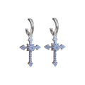 Faux Pearl Zircon Floral Cross Pendant Drop Earrings For Women, Light Luxury OL Style view 5