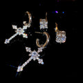 Faux Pearl Zircon Floral Cross Pendant Drop Earrings For Women, Light Luxury OL Style view 2