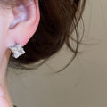 Faux Pearl Zircon Floral Cross Pendant Drop Earrings For Women, Light Luxury OL Style view 3