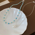 Light Luxury Double Layer Necklace With Zircon Cat Eye Stone Pearl Beads Round Geometric Choker For Women view 4