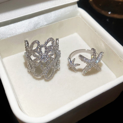 Zircon Starfish Open Ring With Minimalist Beach Style For Women