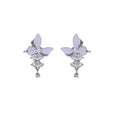 Elegant French Butterfly Rhinestone Alloy Studs With Crystal Tassel Drops For Women Luxury Earrings view 5