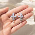 Elegant French Butterfly Rhinestone Alloy Studs With Crystal Tassel Drops For Women Luxury Earrings view 3