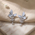 Elegant French Butterfly Rhinestone Alloy Studs With Crystal Tassel Drops For Women Luxury Earrings view 4