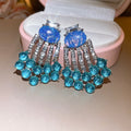 Vintage Oval Resin Rhinestone Drop Earrings With Silver-Tone Pins, Geometric Light Luxury Style view 4